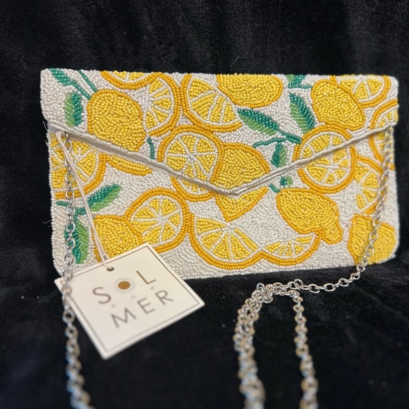 🍋SOL AND MER VIRAL LEMON BEADED CLUTCH🍋NWT - Picture 6 of 14